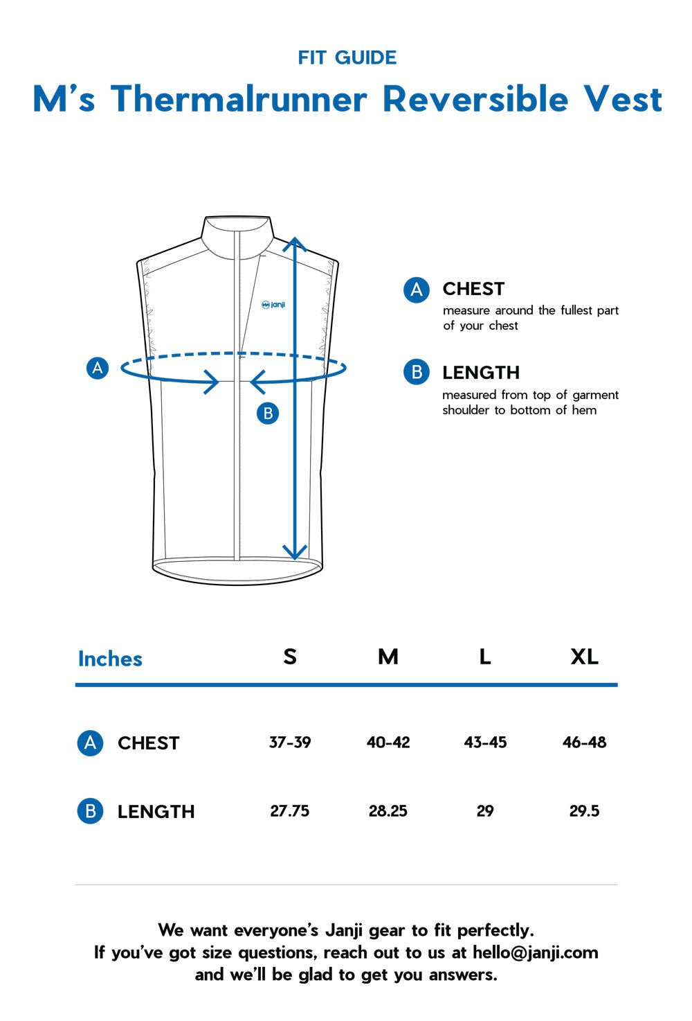 M's Thermalrunner Reversible Vest size guide